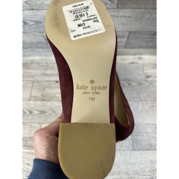 Kate Spade New York Womens Fringe Suede Block Heel Pumps Bordeaux Size 7 EUC - Picture 4 of 4